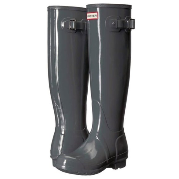 Hunter Shoes - HUNTER Org. Grey Tall Gloss Rain Boots Size:7 NWOT